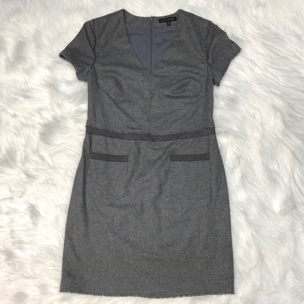 SALE Banana Republic grey wool detail sheath dress